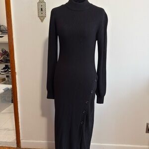 & Other Stories Black Long Sleeve Knit Dress